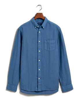 Camisa Gant Lino Regular Azul
