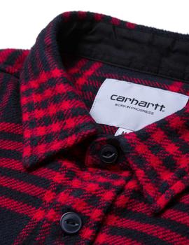 Camisa Carhartt Wip  Lambie Cuadros Grandes Negra Roja