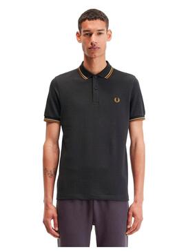 Polo Fred Perry M3600 Franjas Gris Oscuro
