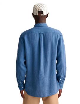 Camisa Gant Lino Regular Azul