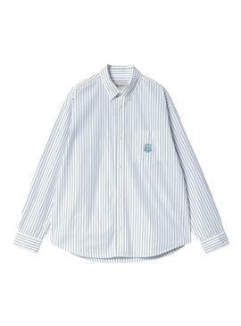 Camisa Carhartt L/S Linus Shirt Rayas Blanca