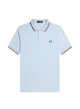 Polo Fred Perry M3600 Franjas Azul Claro