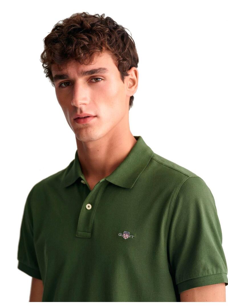 Polo Gant Piqué Regular Fit Verde