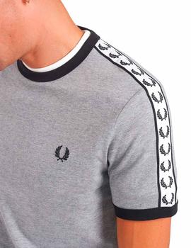Camiseta Fred Perry Taped Ringer Gris