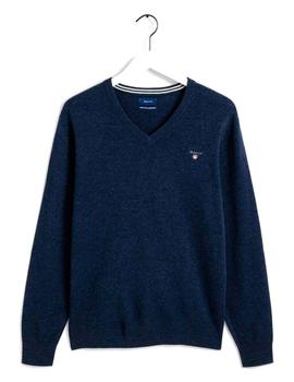 Jersey Gant Pico Lambswool Azul Grisaceo