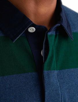 Polo Gant Rugger Original Rayas Azul Verde
