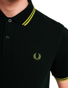 Polo Fred Perry M3600 Franjas Verde Botella
