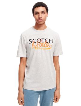 Camiseta Scotch Soda Motivo Gráfico Regukar Gris Claro