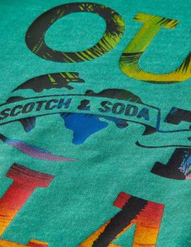 Camiseta Scotch Soda Motivo Gráfico Verde