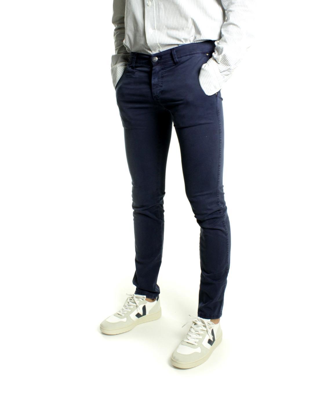 Fifty Four Attic Microdibujo Pantalón Chino Hombre Azul