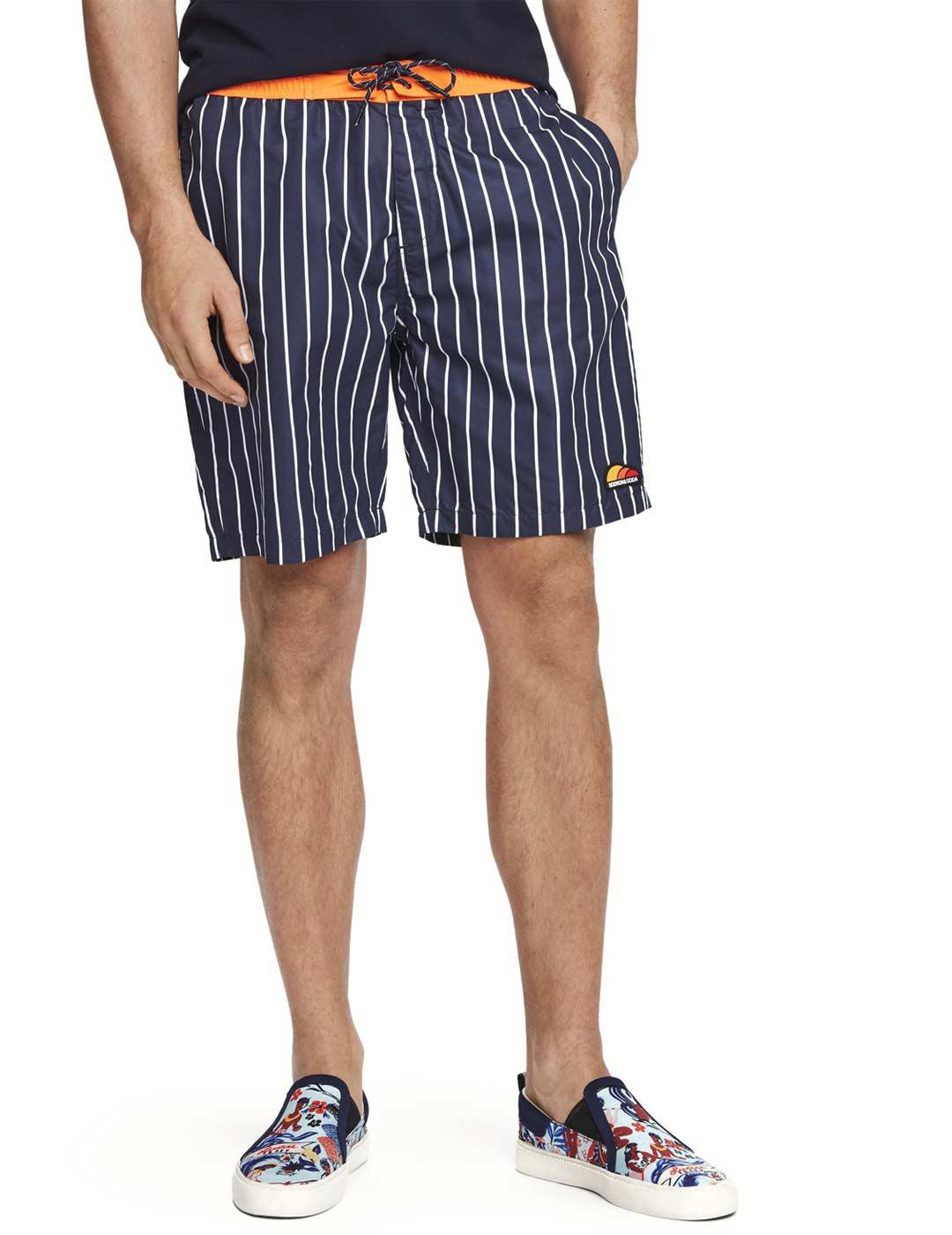 Scotch Soda Bañador Rayas Hombre Azul Marino