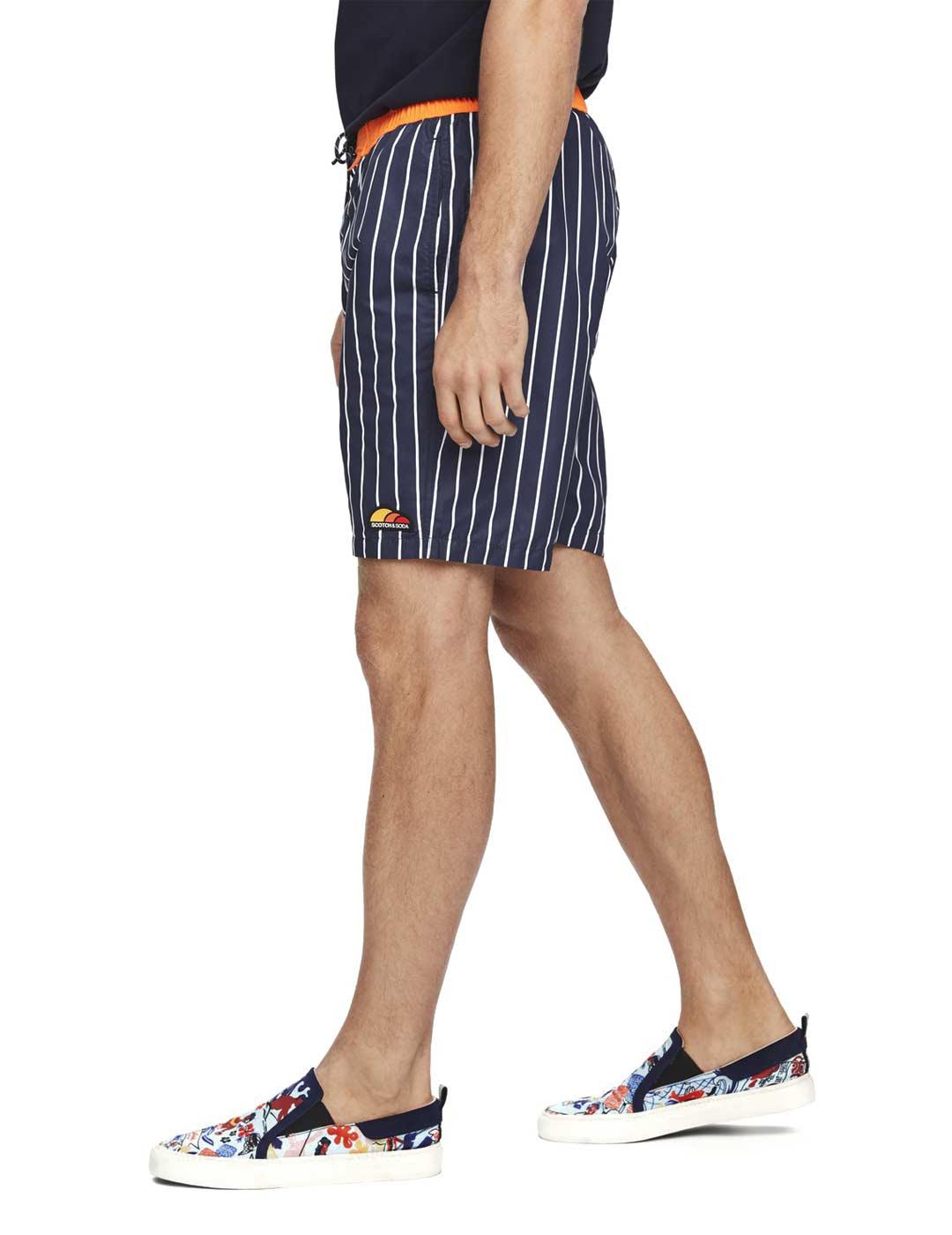 Scotch Soda Bañador Rayas Hombre Azul Marino