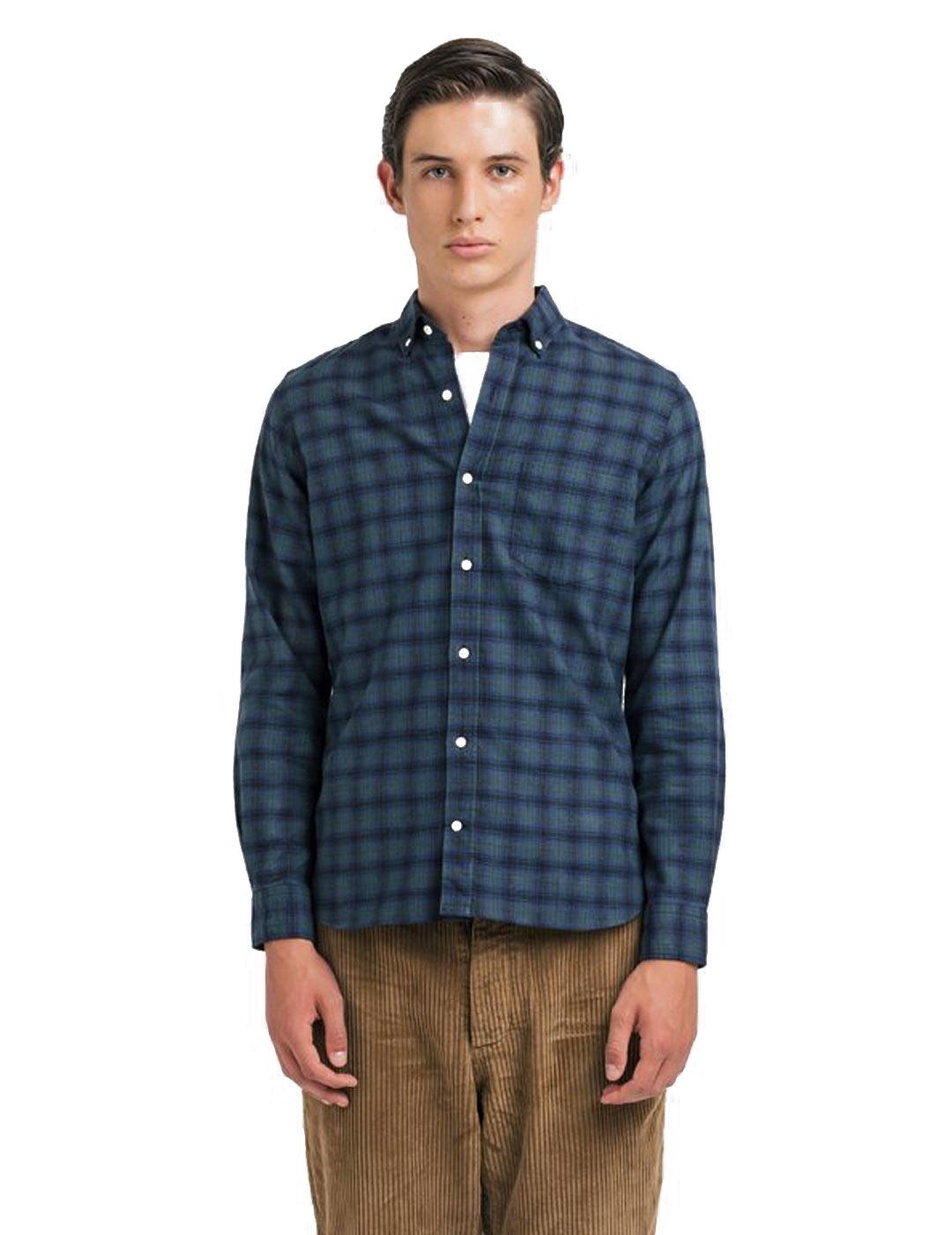 Edmmond Studio Pocket Camisa Hombre Cuadros Azul