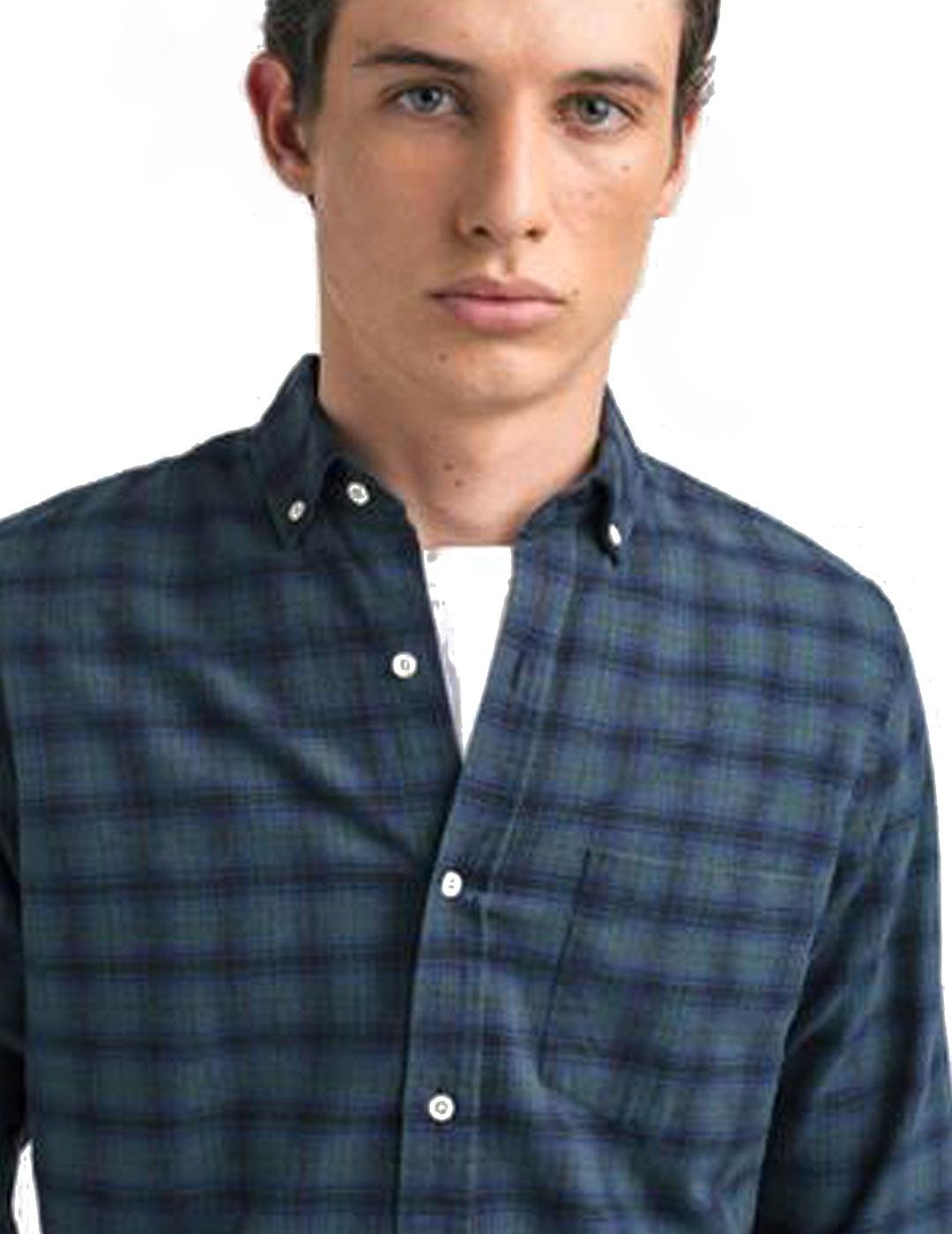 Edmmond Studio Pocket Camisa Hombre Cuadros Azul