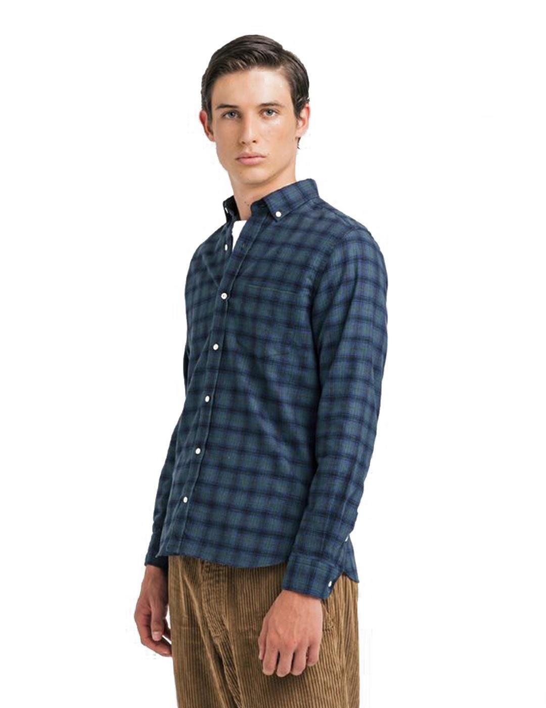 Edmmond Studio Pocket Camisa Hombre Cuadros Azul