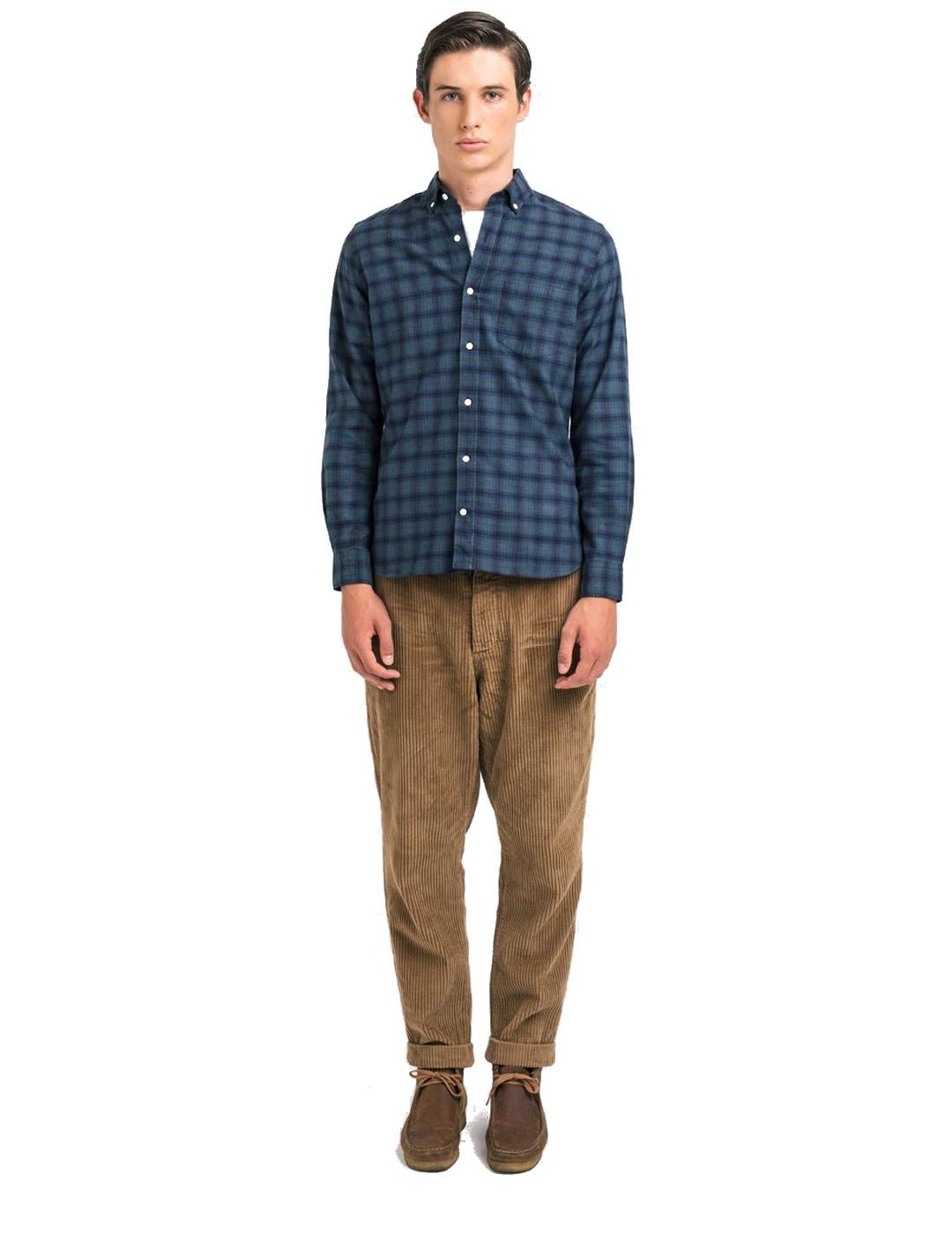 Edmmond Studio Pocket Camisa Hombre Cuadros Azul