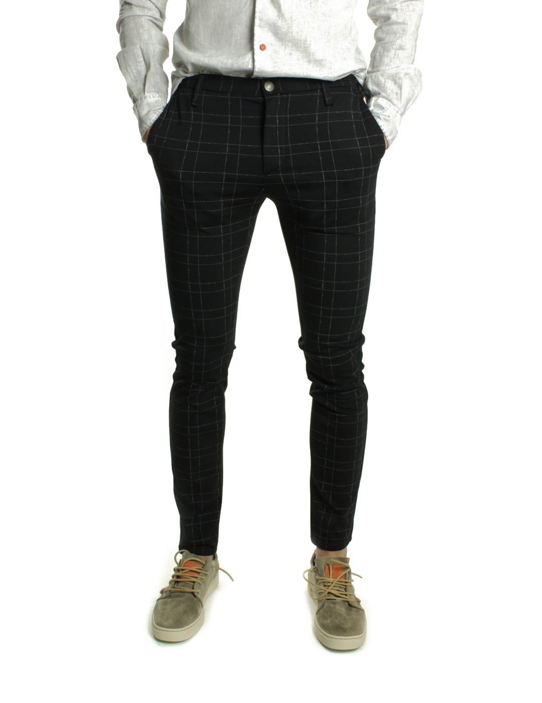 Fifty Four Mates Pantalón Skinny Hombre Negro Cuadros