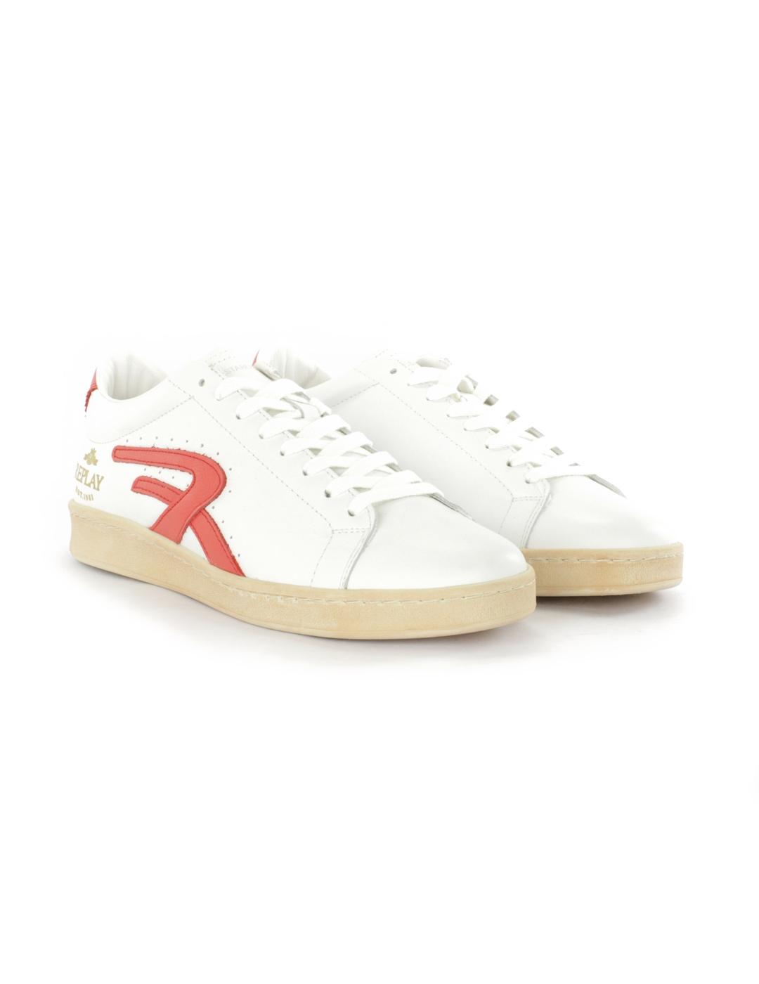 Zapatillas Replay Newtown Blancas Logo Rojo