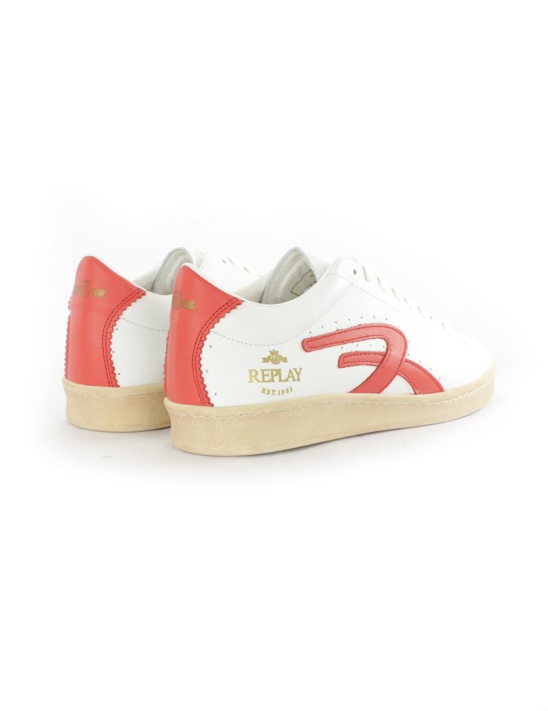 Zapatillas Replay Newtown Blancas Logo Rojo