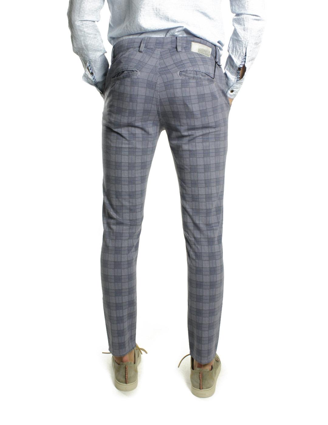 Fifty Four Comes Pantalon Skinny Hombre Cuadros Azul Gris