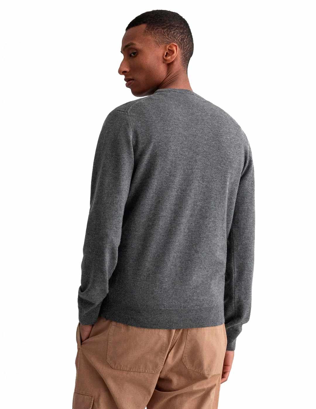 Gant Jersey Lambswool Hombre Cuello Redondo Gris