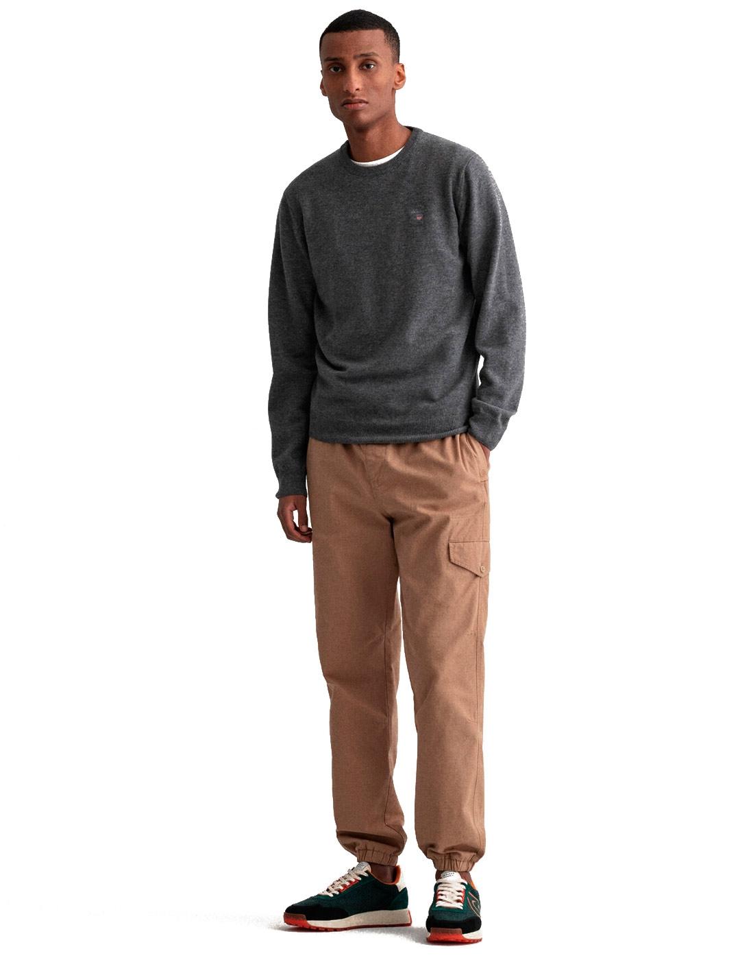 Gant Jersey Lambswool Hombre Cuello Redondo Gris