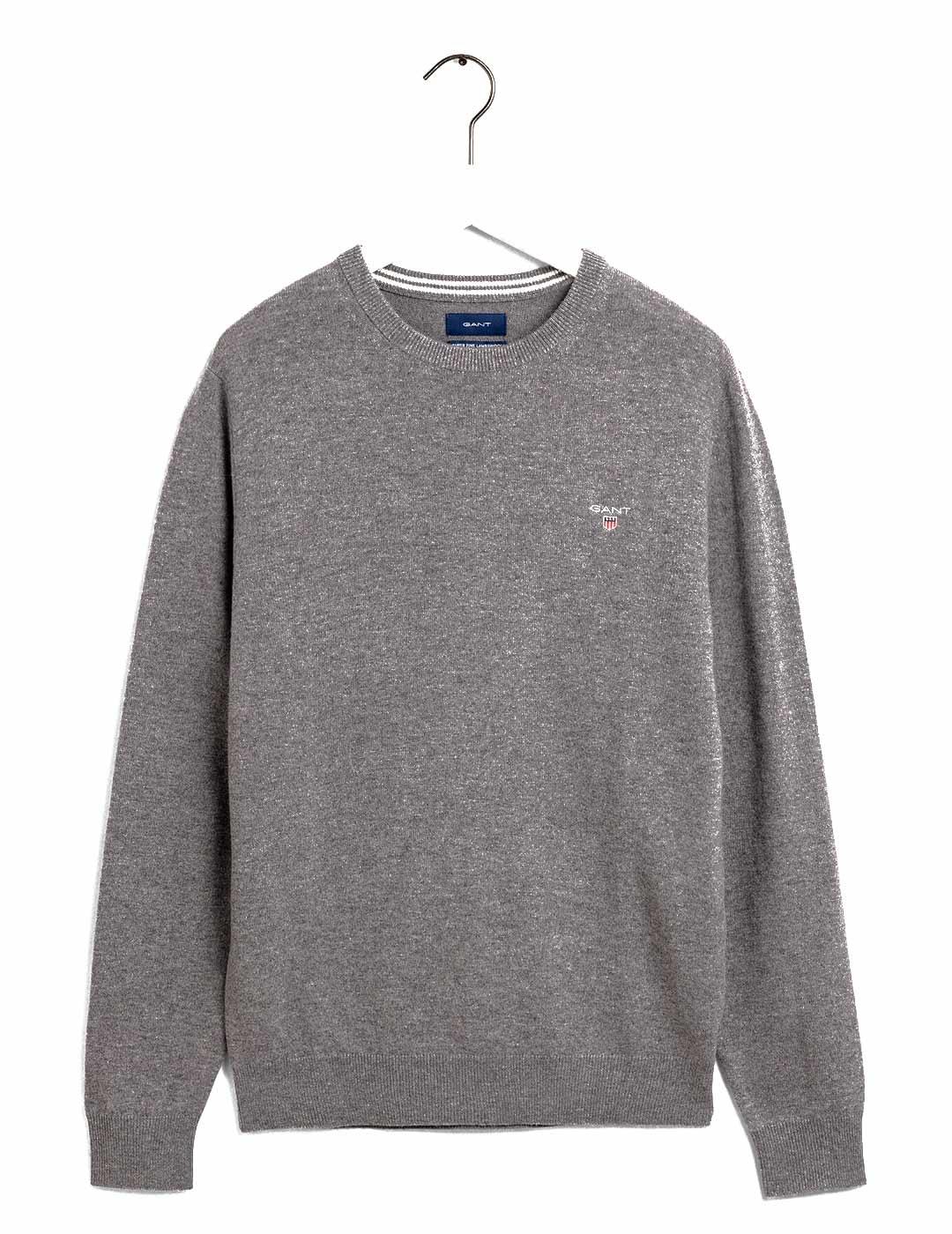 Gant Jersey Lambswool Hombre Cuello Redondo Gris