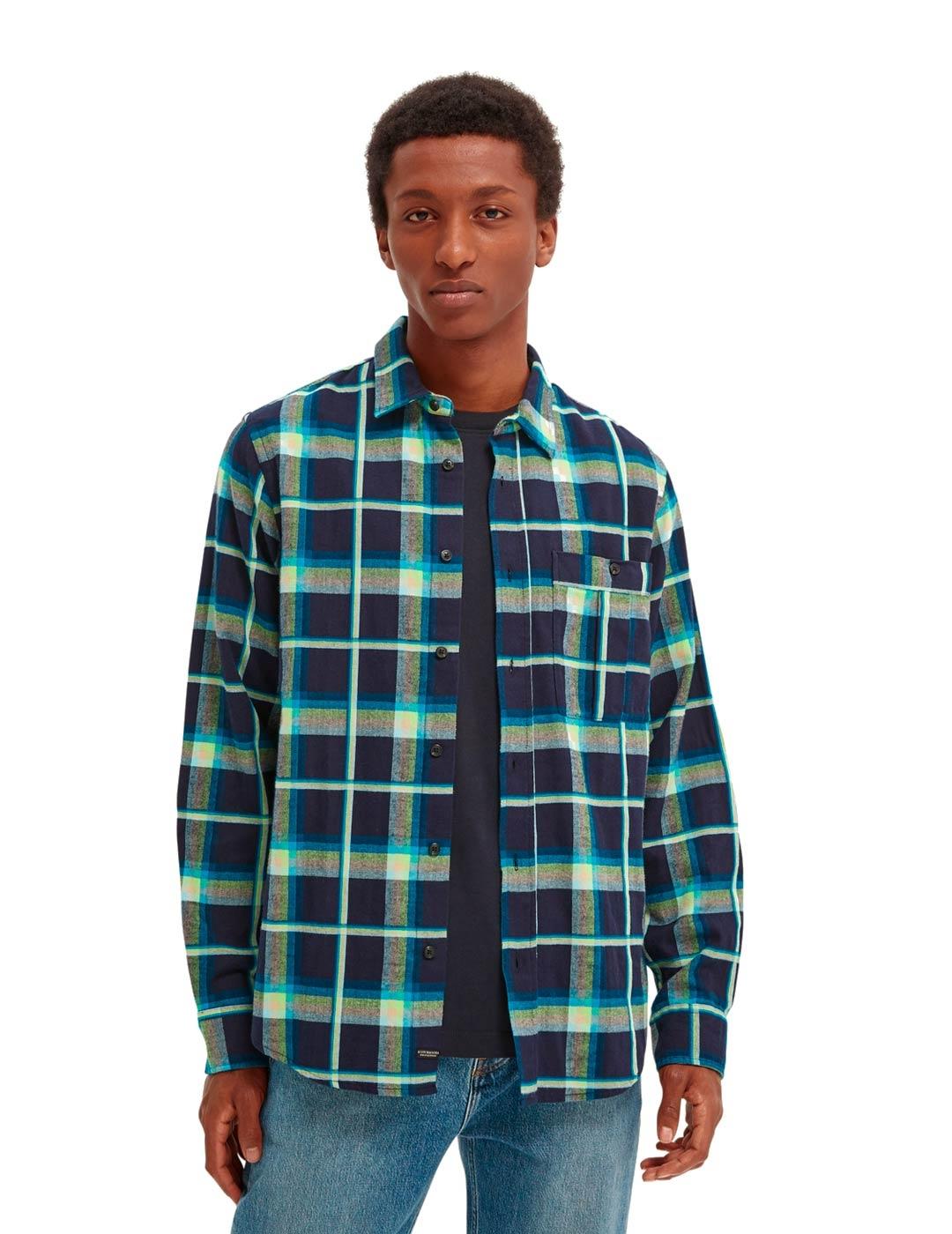 Scotch Soda Camisa Cuadros Grandes Hombre Azul