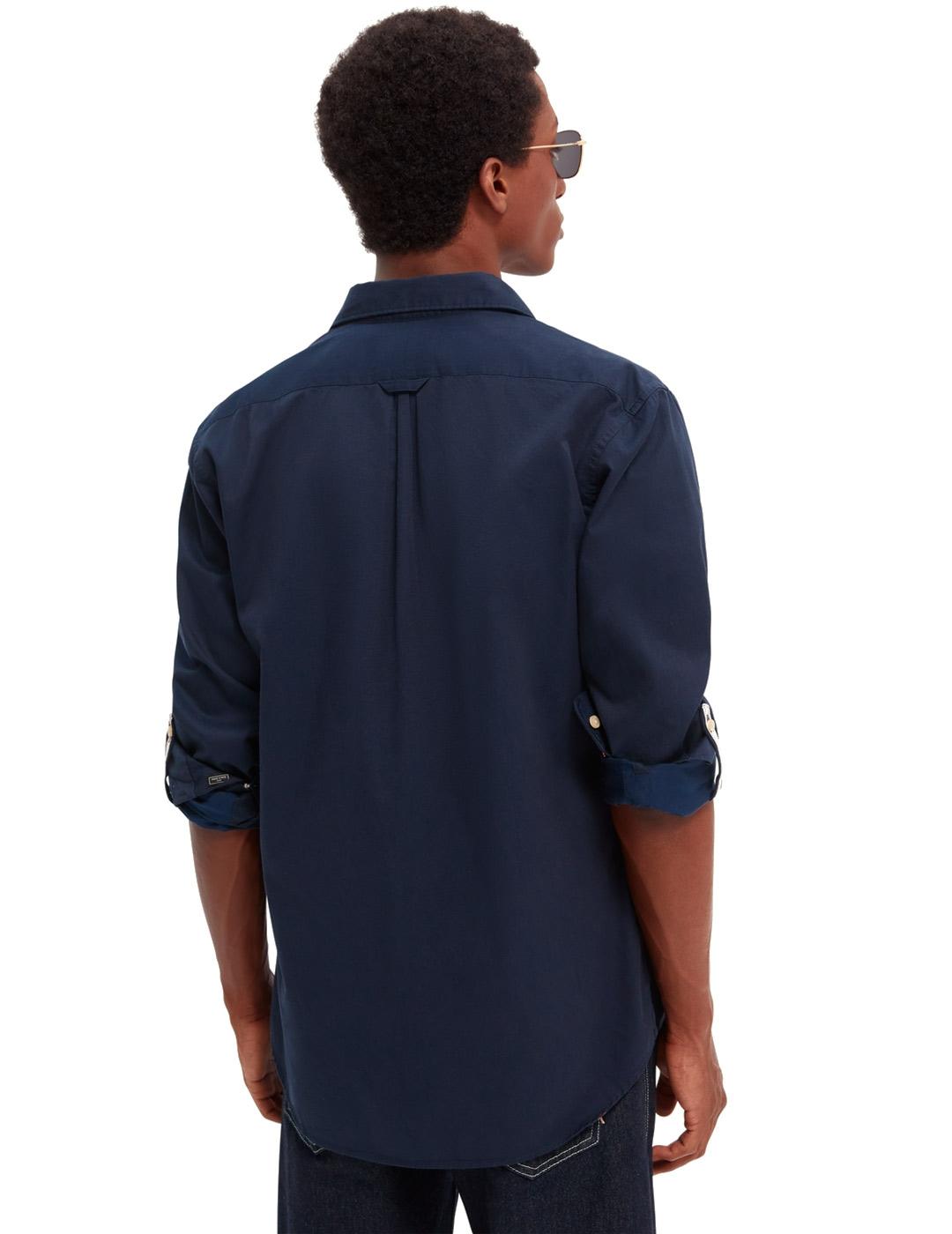 Scotch Soda Camisa Dos Tonos Hombre Azul Marino