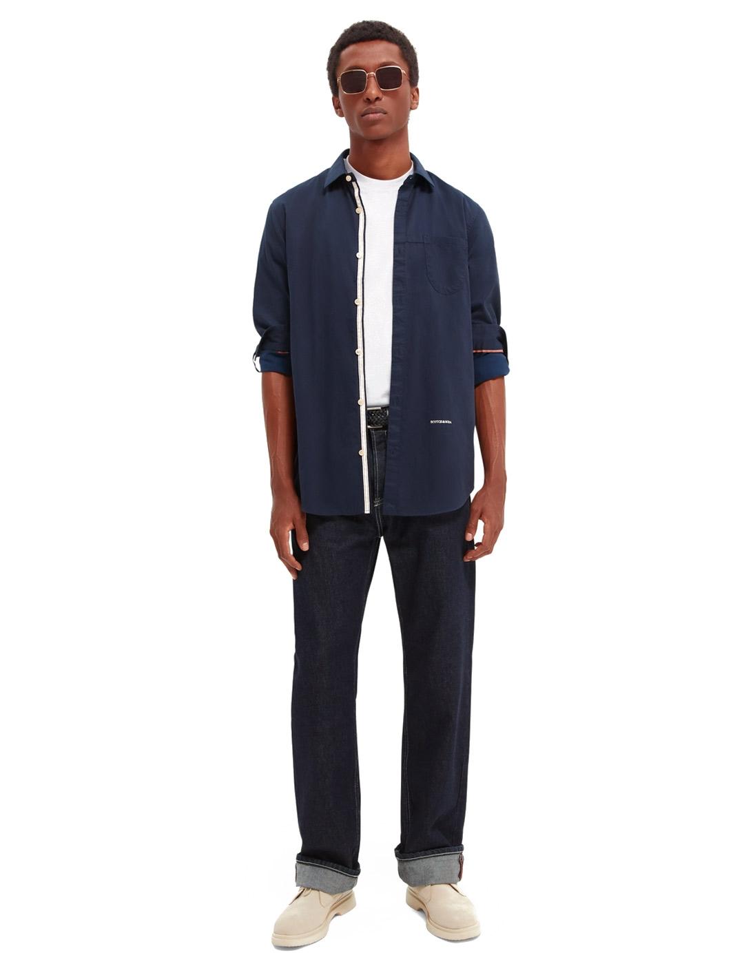 Scotch Soda Camisa Dos Tonos Hombre Azul Marino