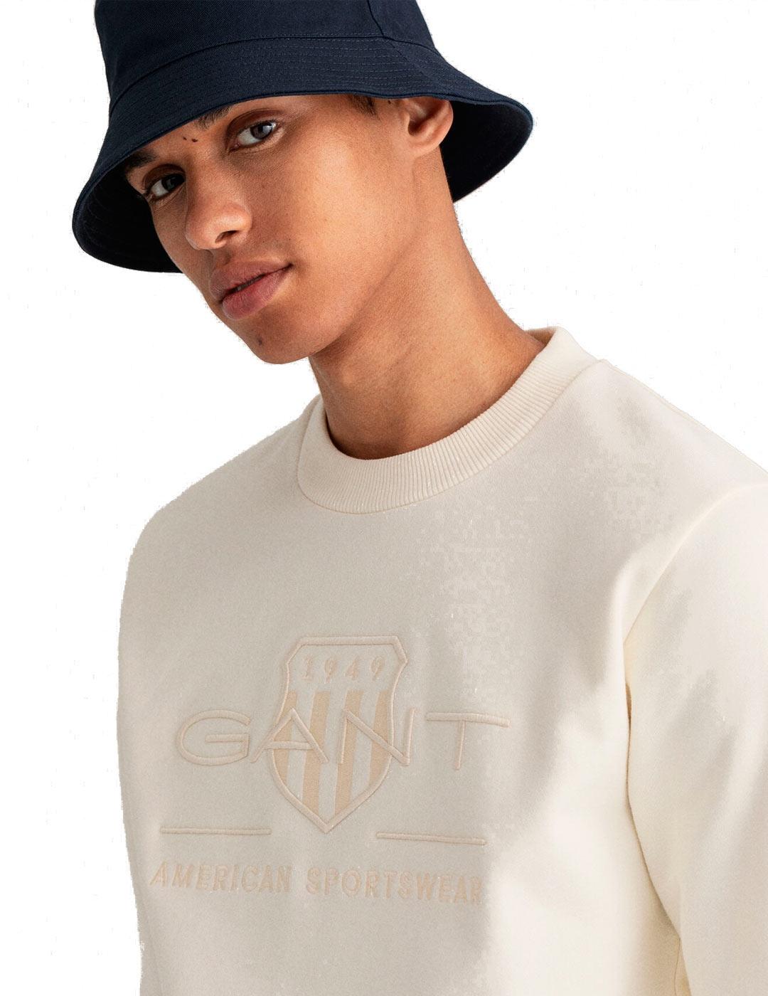 Sudadera Gant Logo Tono Beige