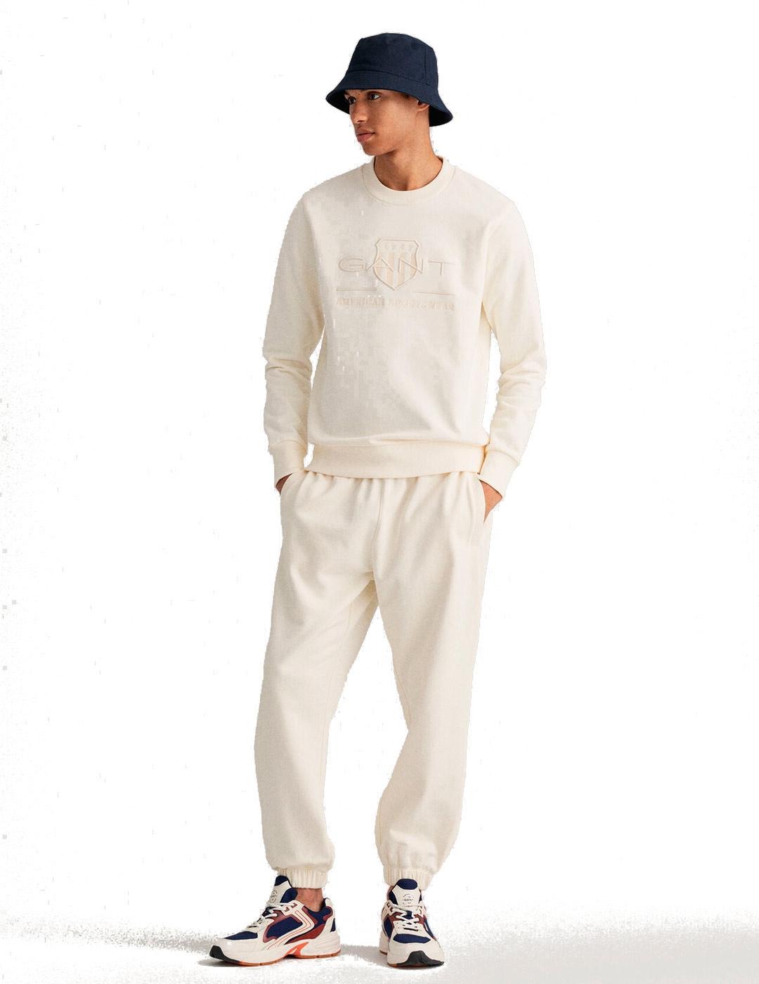 Sudadera Gant Logo Tono Beige