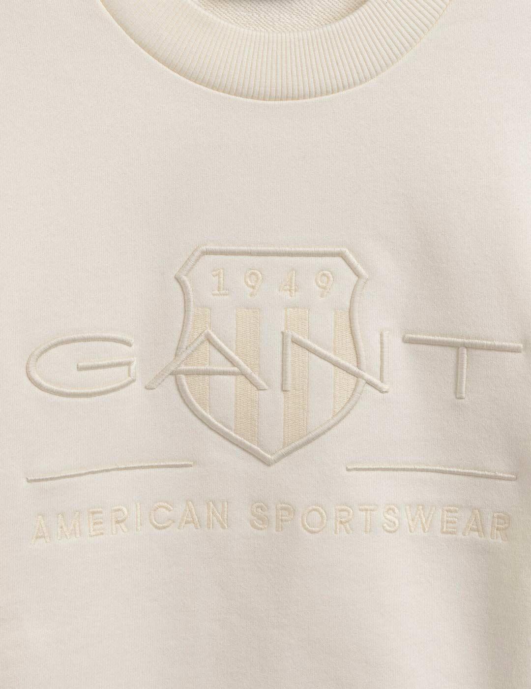 Sudadera Gant Logo Tono Beige