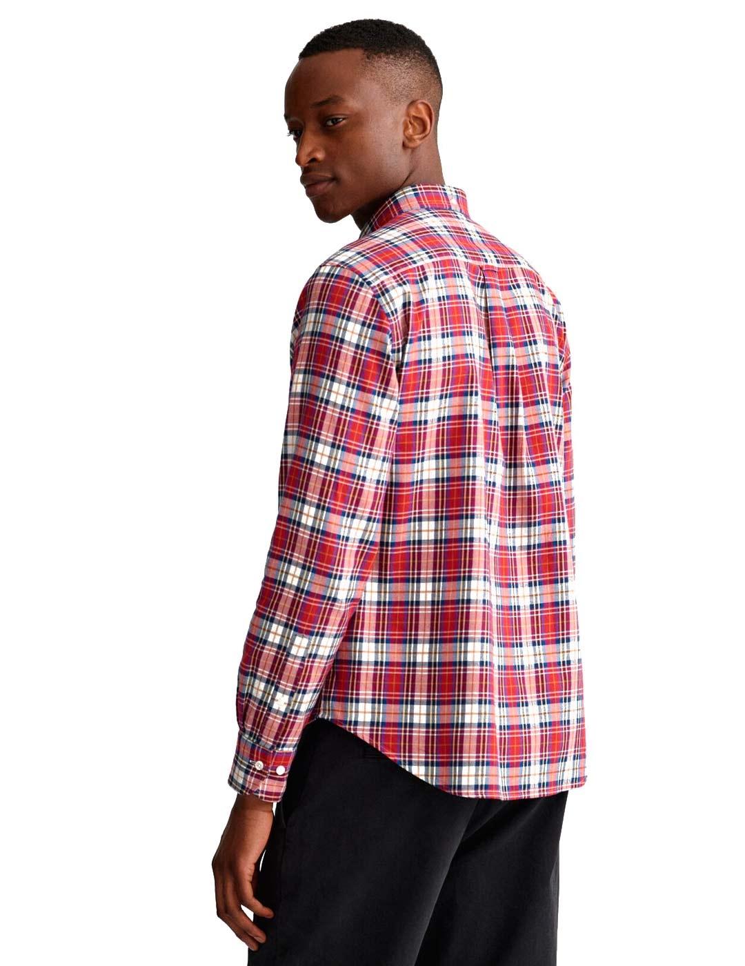Gant Camisa Hombre Cuadros Escoceses Roja