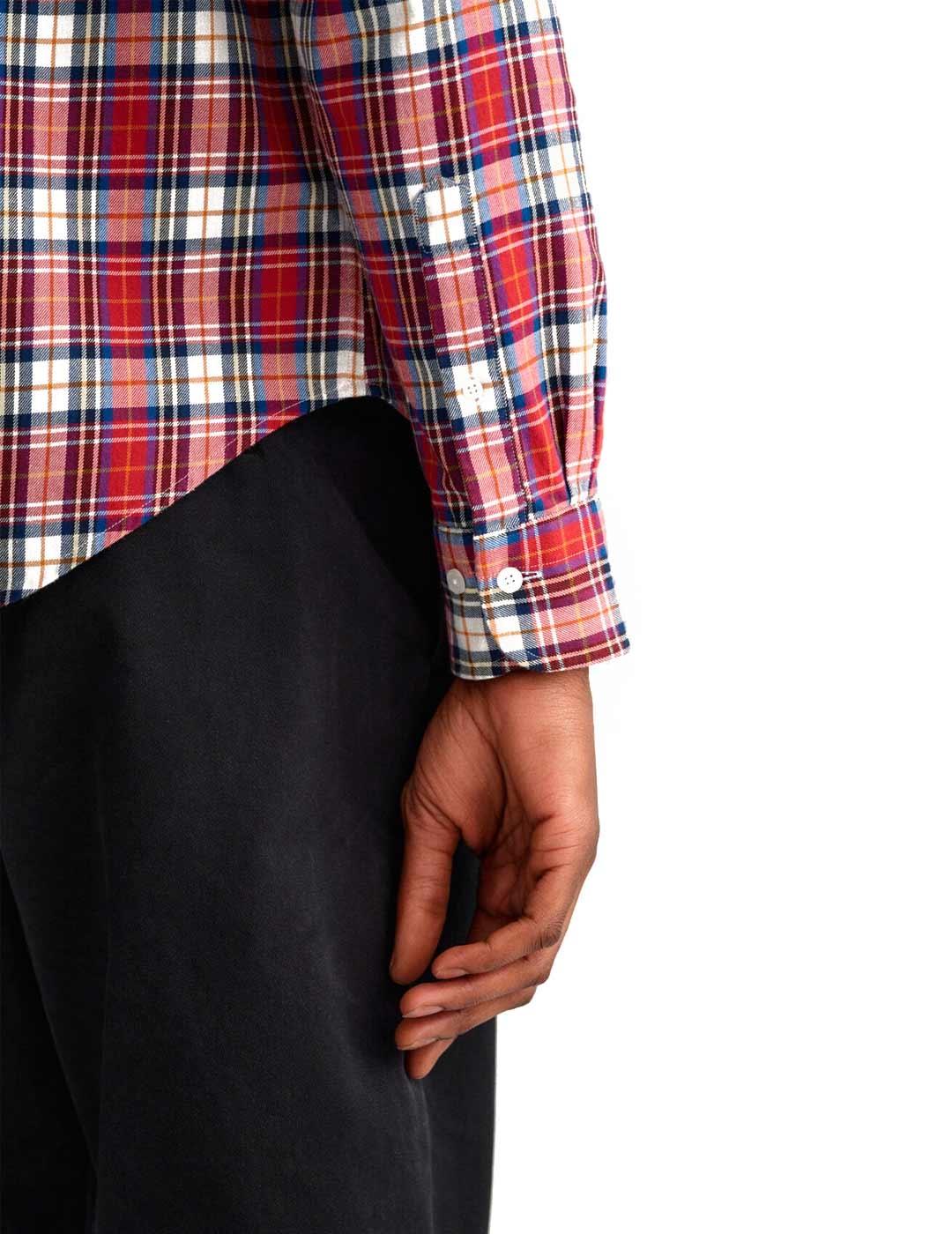 Gant Camisa Hombre Cuadros Escoceses Roja