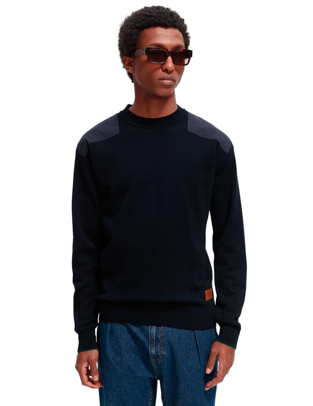 Scotch Soda Jersey Parches Azul Marino