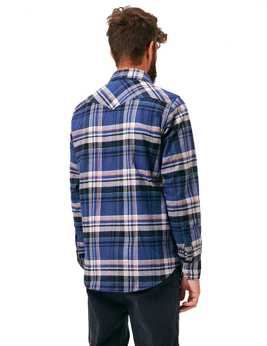 Holubar Camisa Franela New Japan Hombre Azul Gris