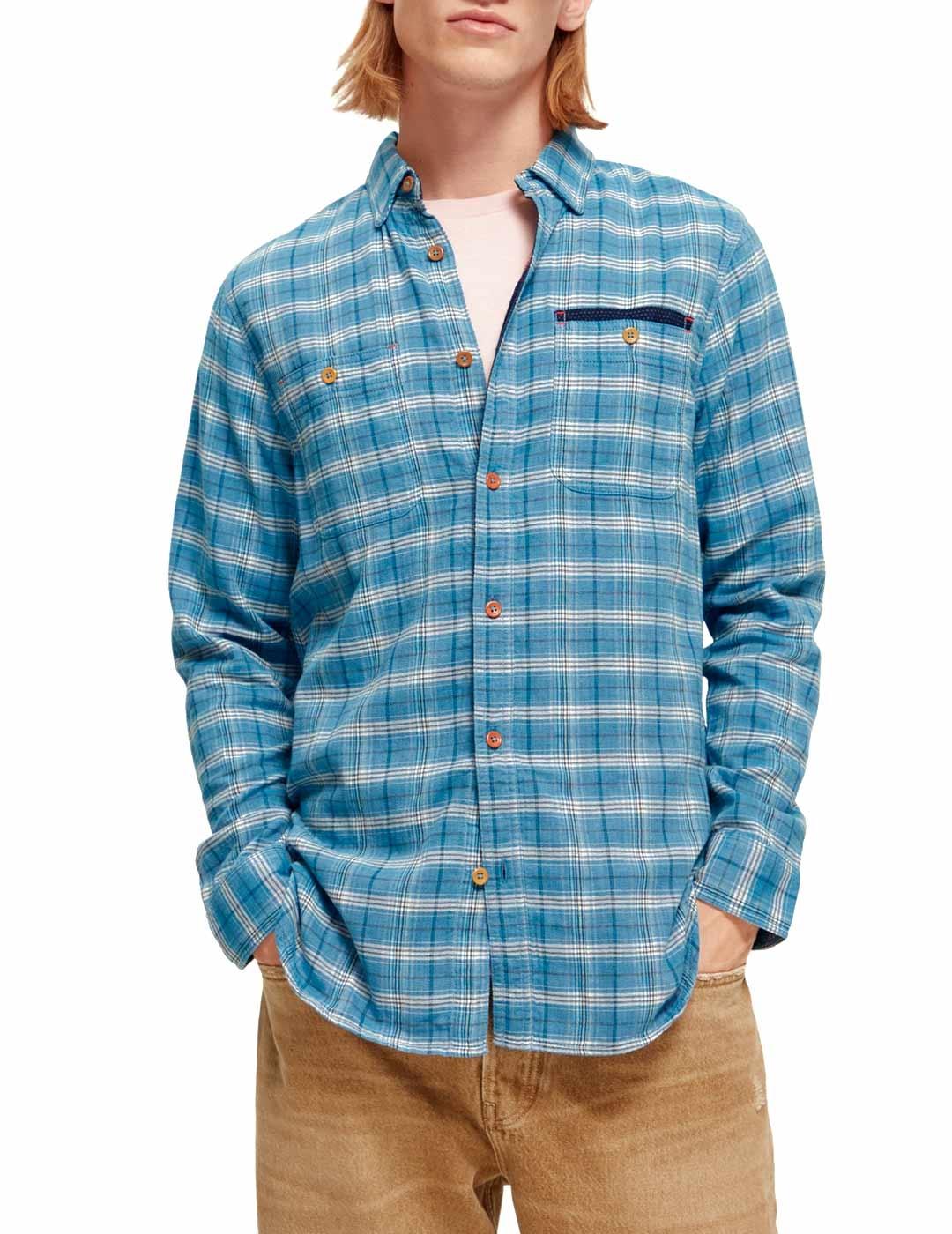Scotch Soda Bonded Shirt Camisa Cuadros Azul