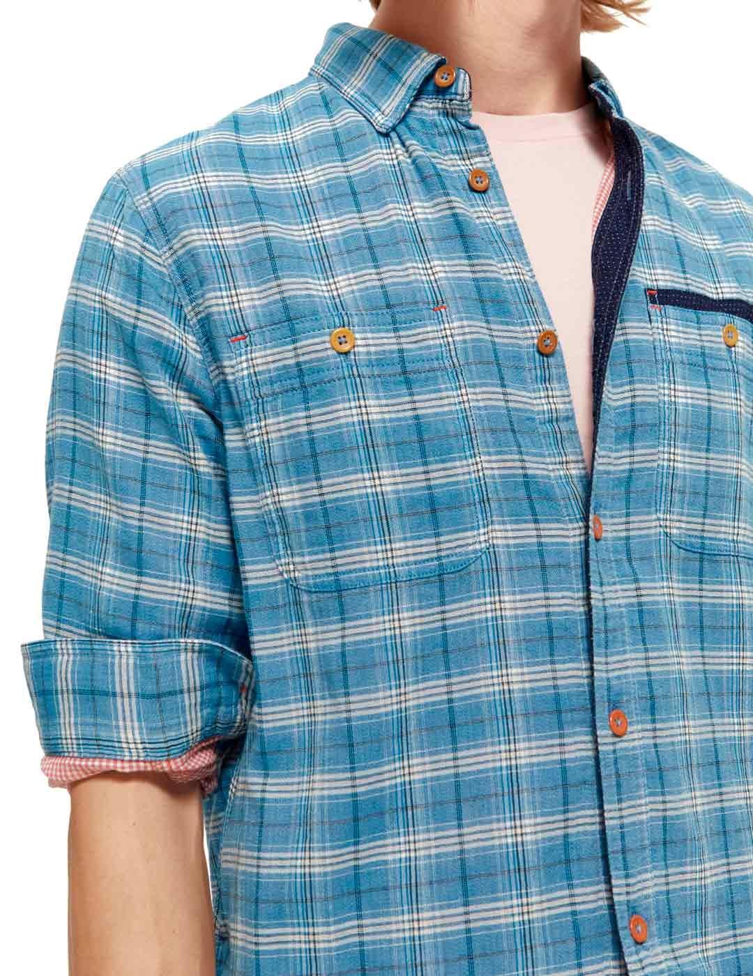 Scotch Soda Bonded Shirt Camisa Cuadros Azul