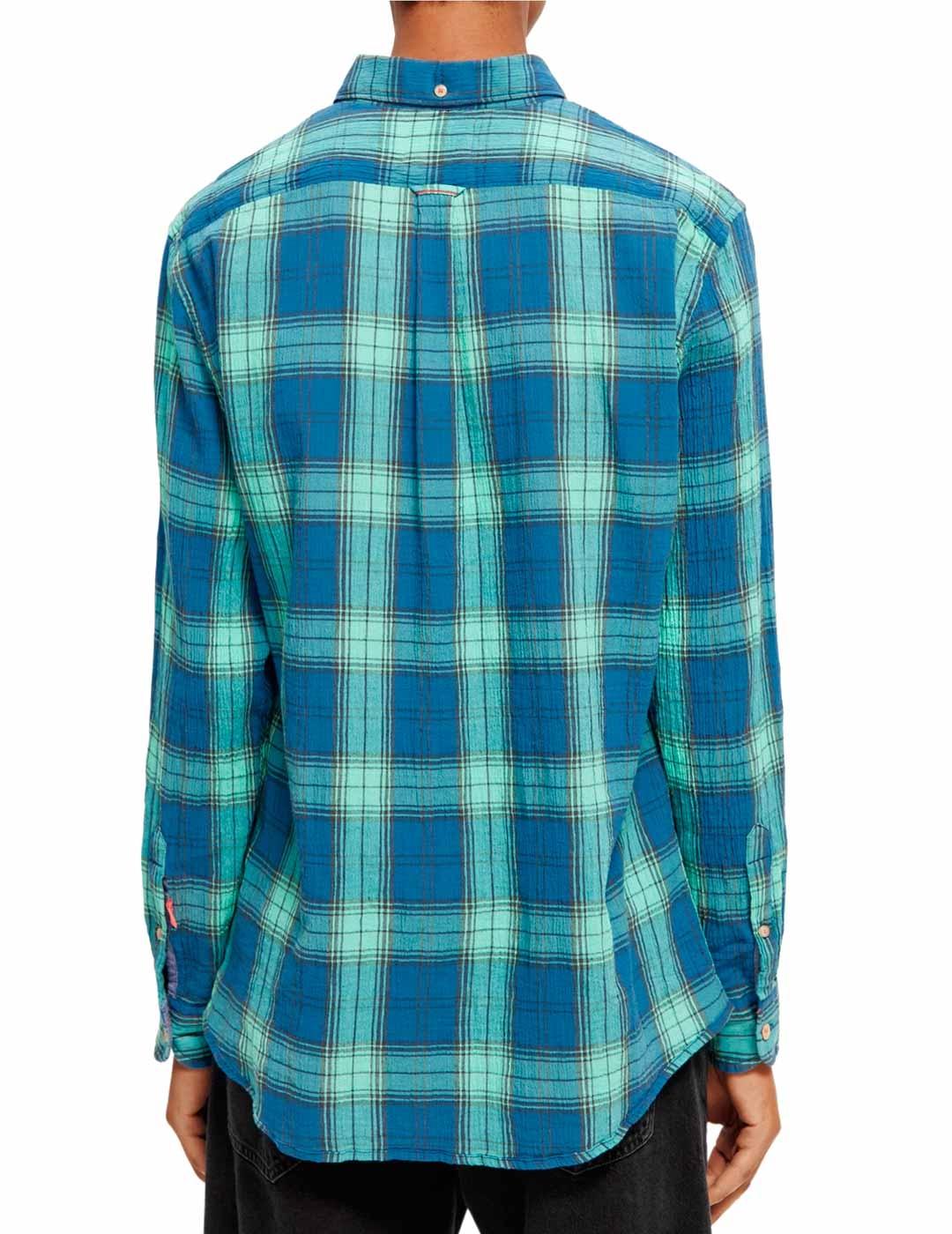 Scotch Soda Camisa Cuadros Seersucker Azul