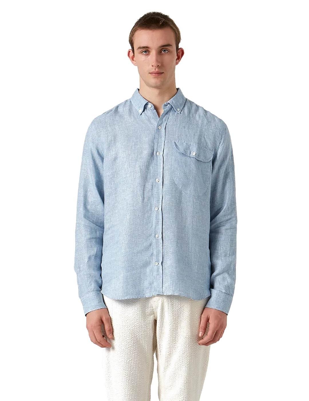 Edmmond Studios Microdibujo Camisa Hombre Azul