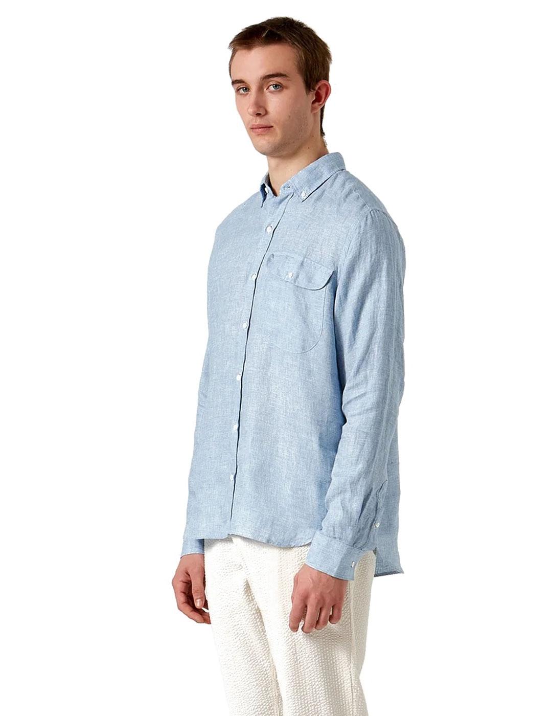 Edmmond Studios Microdibujo Camisa Hombre Azul