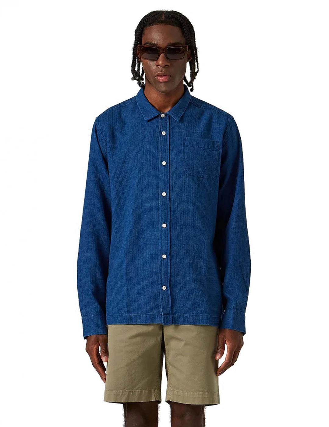 Edmmond Studios Wafle Camisa Hombre Denim Azul