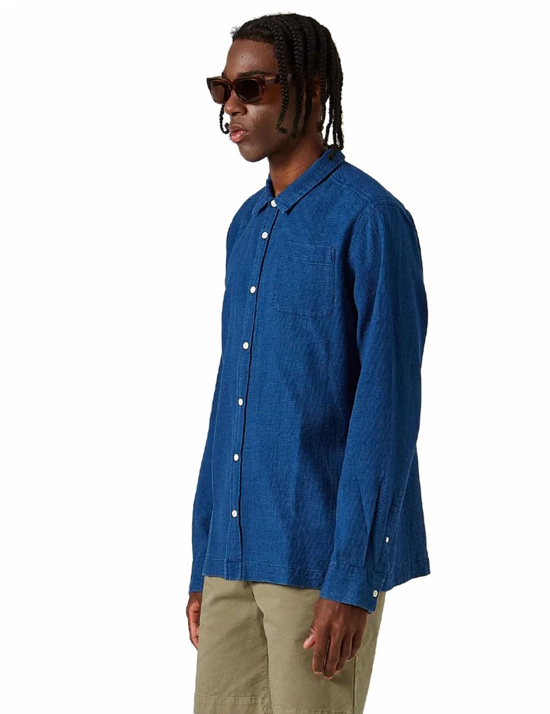 Edmmond Studios Wafle Camisa Hombre Denim Azul