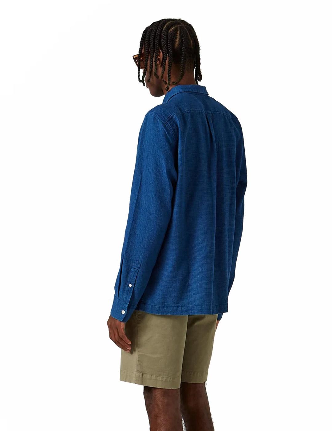 Edmmond Studios Wafle Camisa Hombre Denim Azul