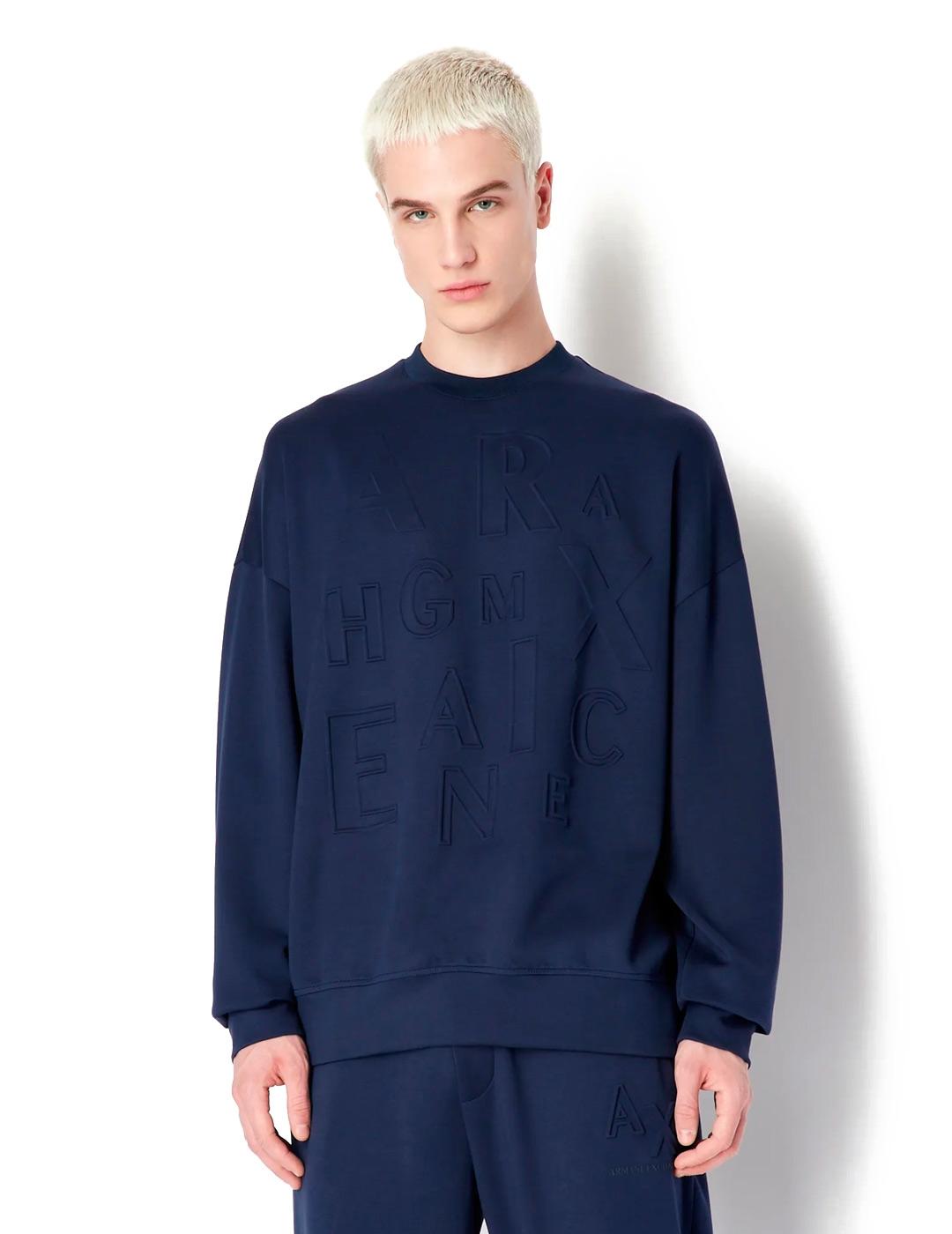 Armani Exchange Sudadera Relieve Hombre Azul Marino