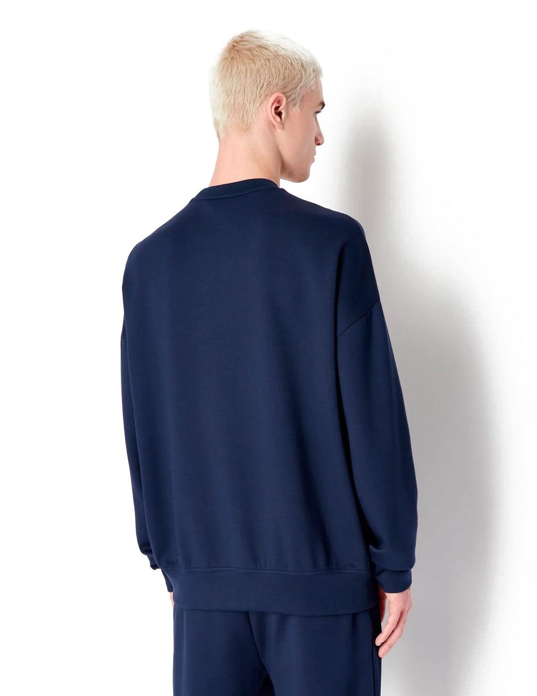 Armani Exchange Sudadera Relieve Hombre Azul Marino