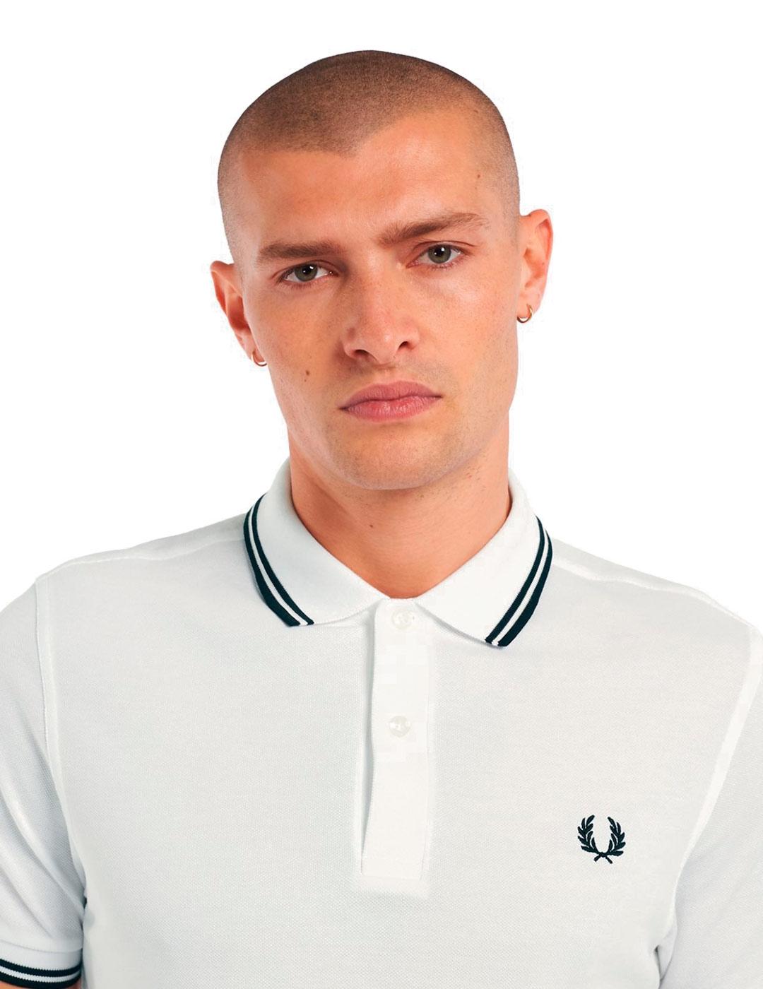 Fred Perry M3600 Polo Hombre Franjas Blanco