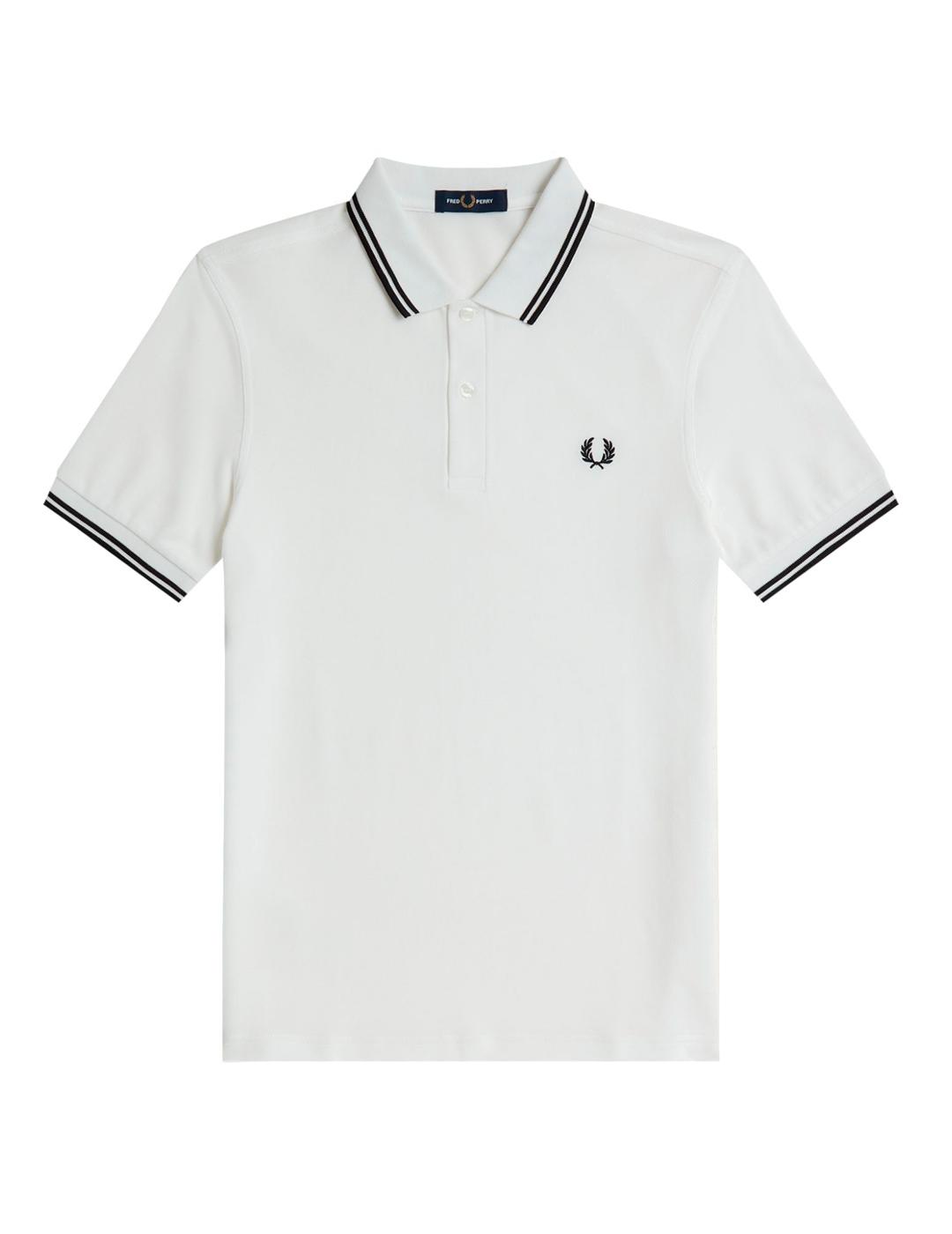 Fred Perry M3600 Polo Hombre Franjas Blanco