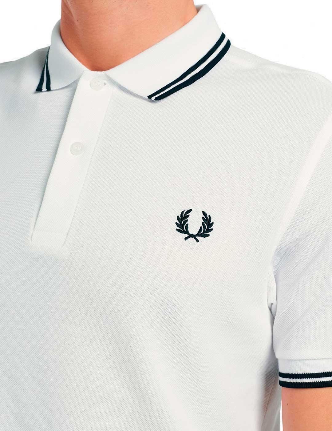 Fred Perry M3600 Polo Hombre Franjas Blanco